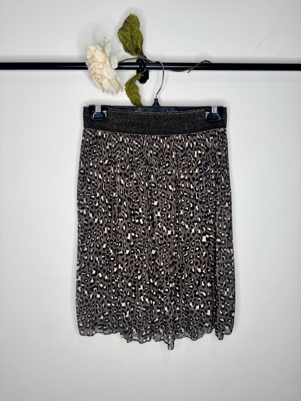 Pistache Italy Leopard Print Micro Pleated Skirt NWT